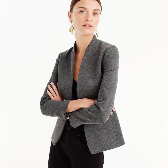 J. CREW Going Out Blazer in Stretch Twill Heather Dove Gray Size 0 Petite